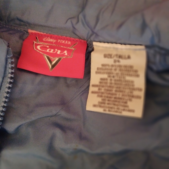 Disney Pixlar Cars Lighting McQueen Blue Puff Vest Jacket Kids Children - Picture 5 of 6